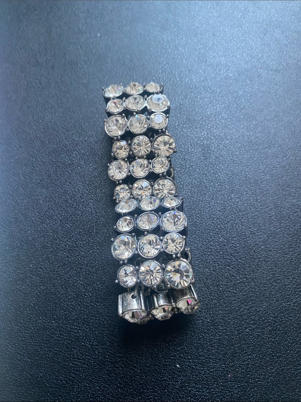 Clear Crystal Multi-Row Stretch Bracelet - Silver-Tone